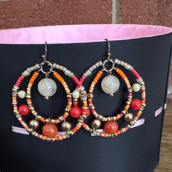 Chico's Jewelry - Chico's Multicolor Beaded Drop/ Hoop Earrings